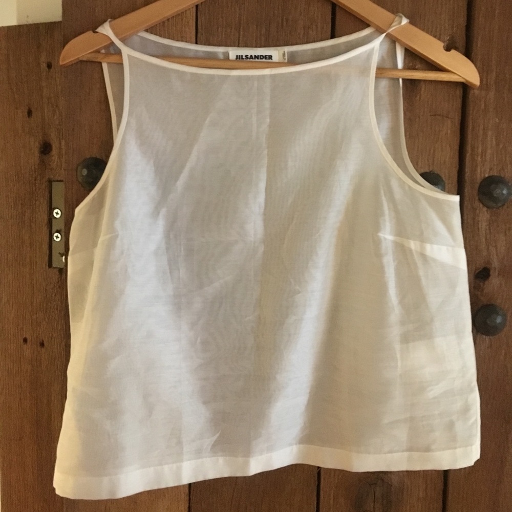 Jil Sander sheer white boxy crop top 36 small